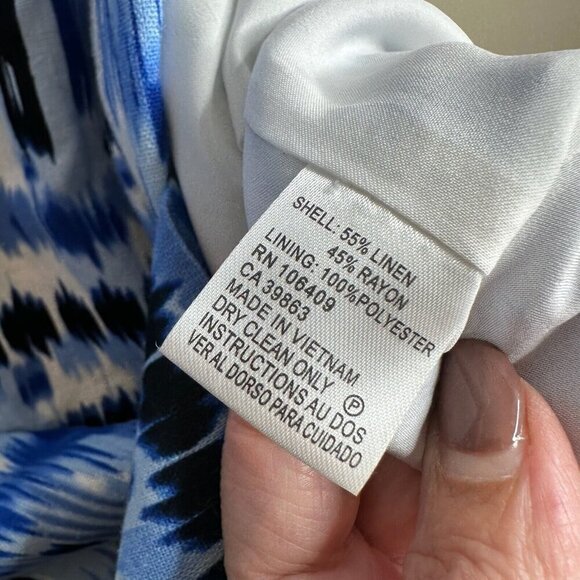 Tahari Sleeveless Midi Dress Sz 12P Blue Abstract Stripe Coastal Summer Fitted - Picture 8 of 14